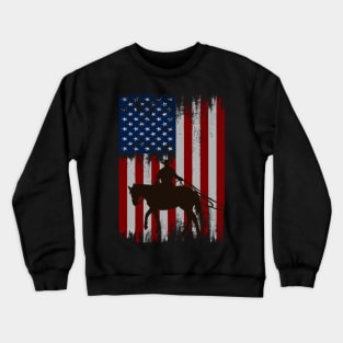 cowboy american flag vintage usa  cowboy Rodeo Roping Horse Riding Crewneck Sweatshirt